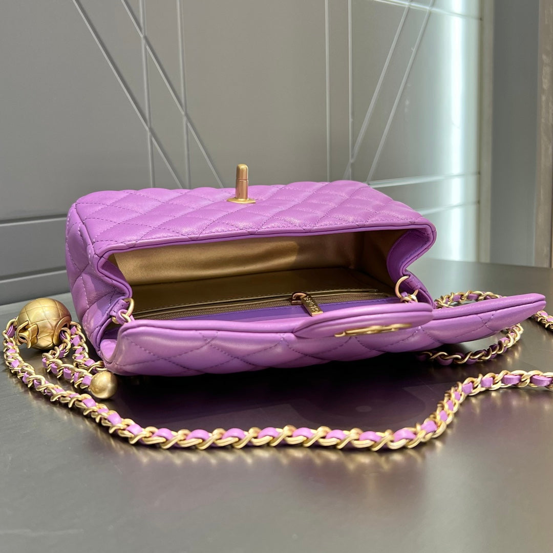CH  CF20 Golden Globe CLASSIC HANDBAG  Lambskin Taro Purple