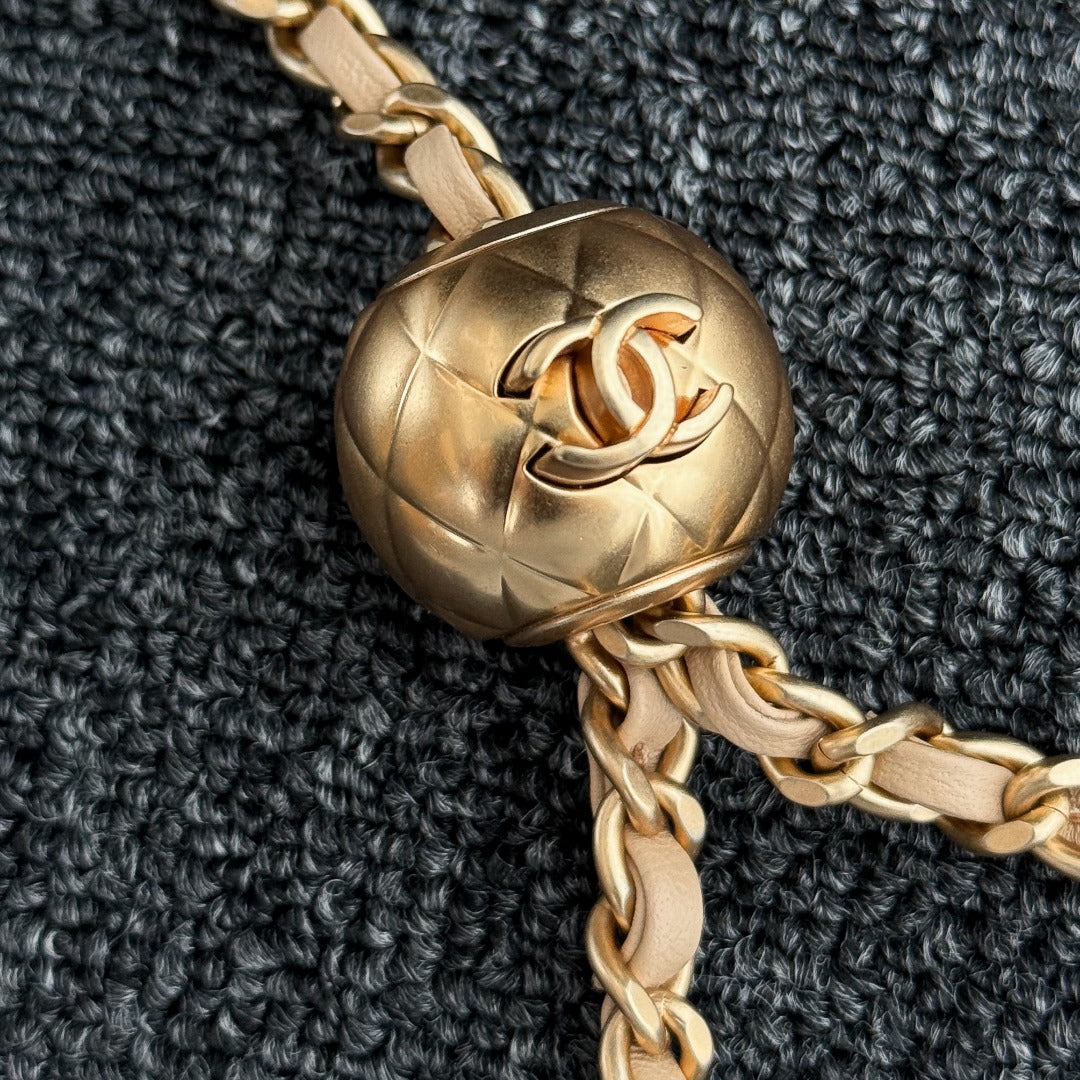 CH CF20 Golden Globe CLASSIC HANDBAG  Lambskin Milk tea color