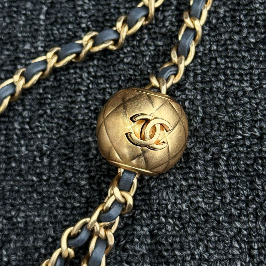 CH  CF20 Golden Globe CLASSIC HANDBAG  Lambskin Dark Gray