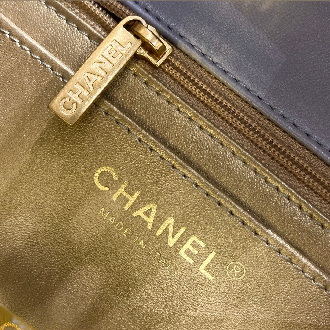 CH CF20 Golden Globe CLASSIC HANDBAG  Lambskin Grey