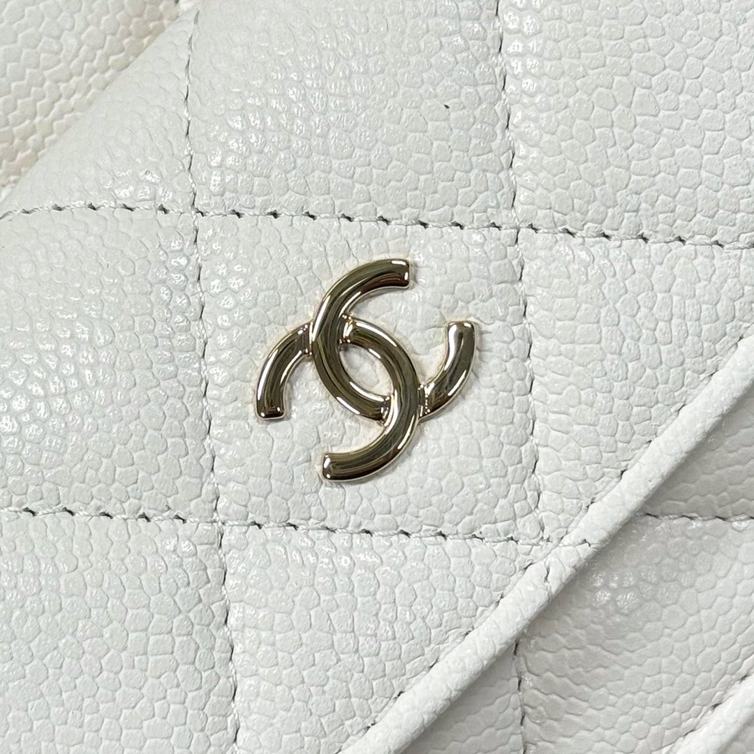 CH 24C Backpacks Mini Grained Calfskin White