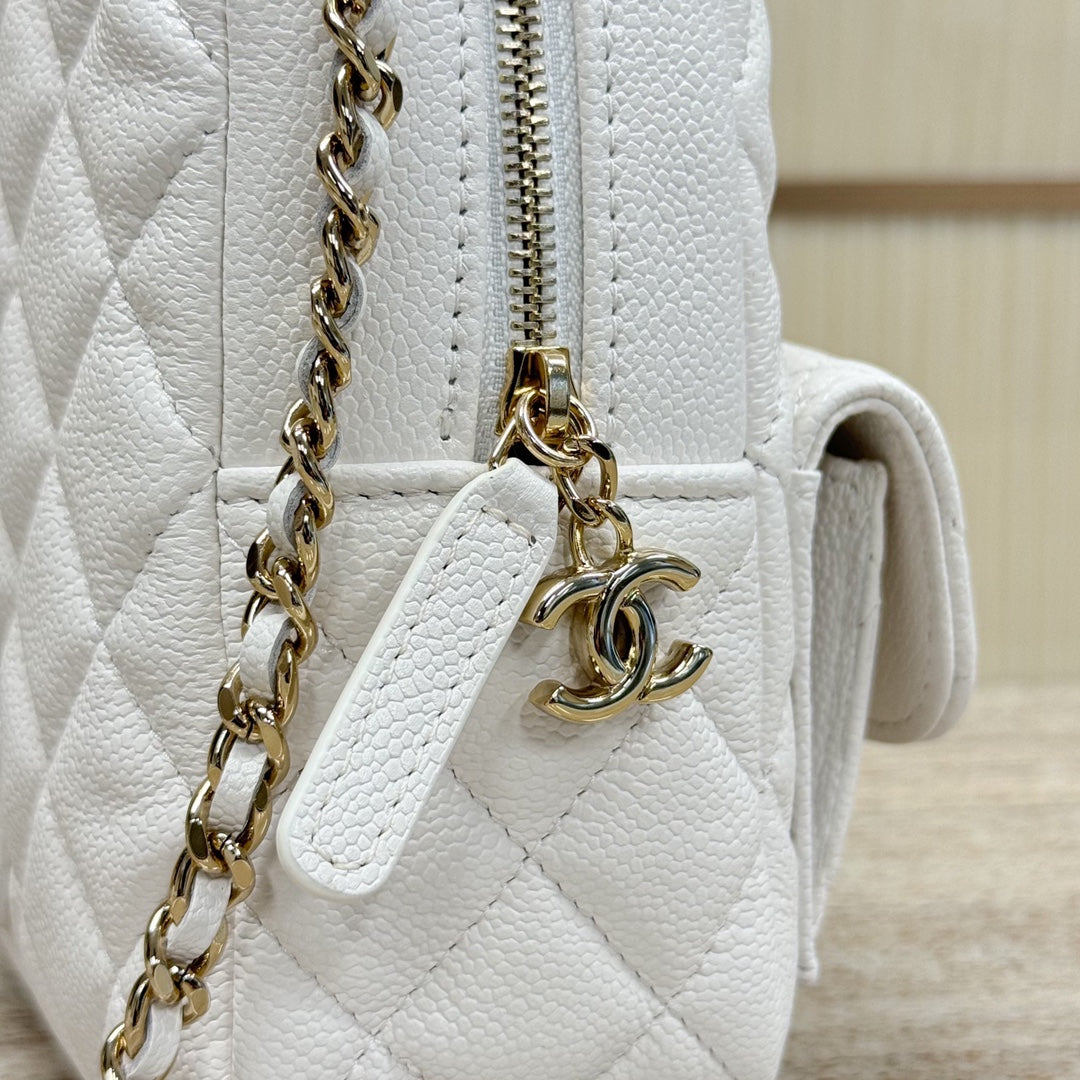 CH 24C Backpacks Mini Grained Calfskin White