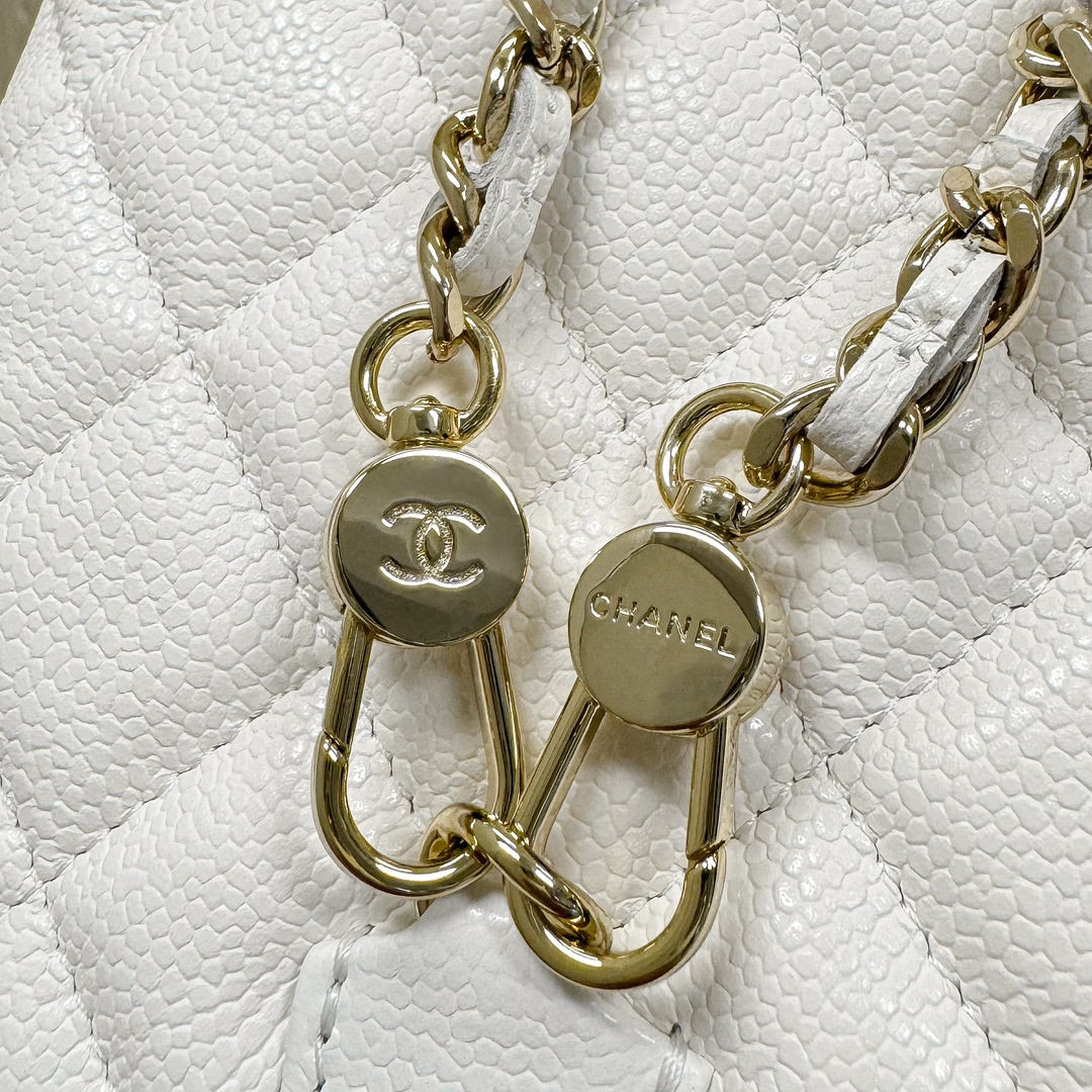 CH 24C Backpacks Mini Grained Calfskin White