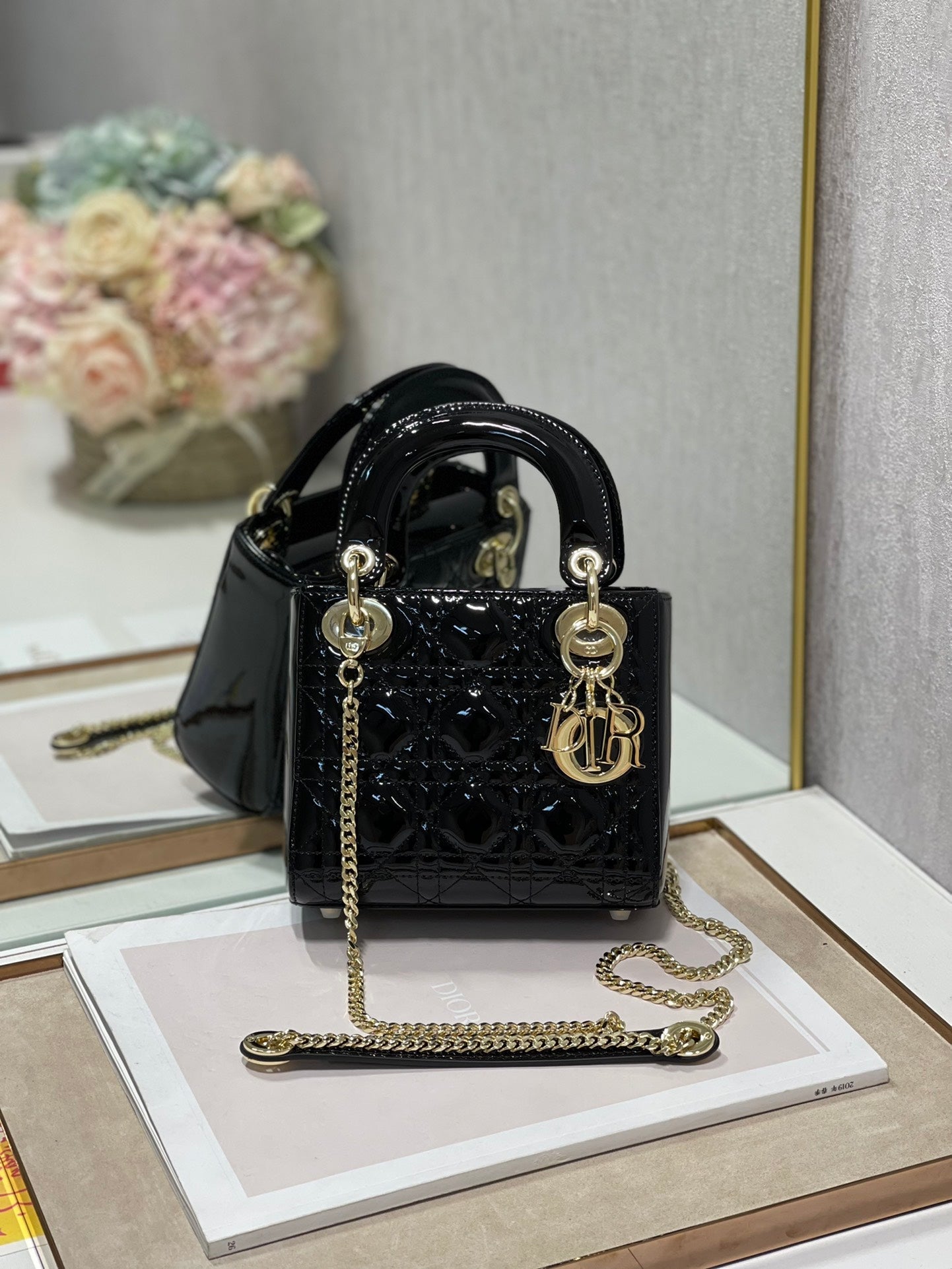 DO Mini & Small Lady Bag Black Patent Cannage Calfskin