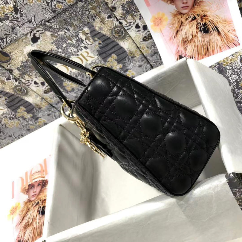 DO Mini Lady Bag Black Cannage Lambskin