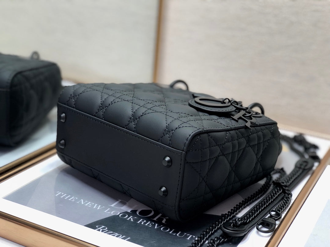 DO Mini Lady Bag Black Ultramatte Cannage Calfskin