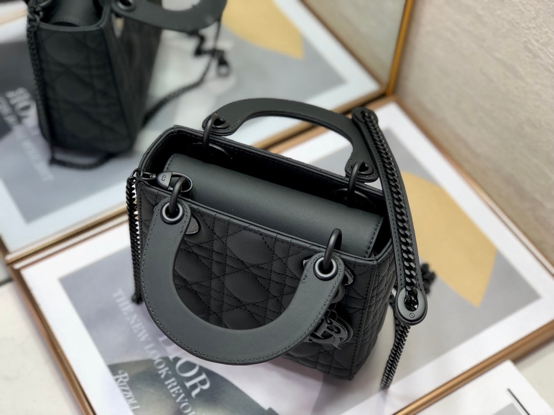 DO Mini Lady Bag Black Ultramatte Cannage Calfskin