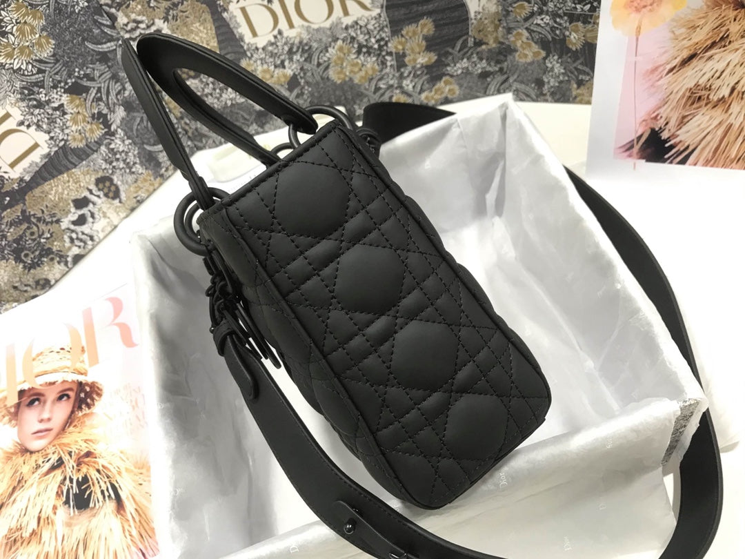 DO Mini Lady Bag Black Ultramatte Cannage Calfskin