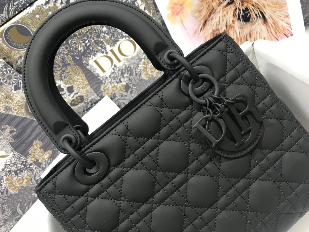 DO Mini Lady Bag Black Ultramatte Cannage Calfskin