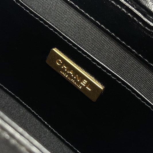 CH 24A Doctor bag Shiny Lambskin & Gold-Tone Metal Black