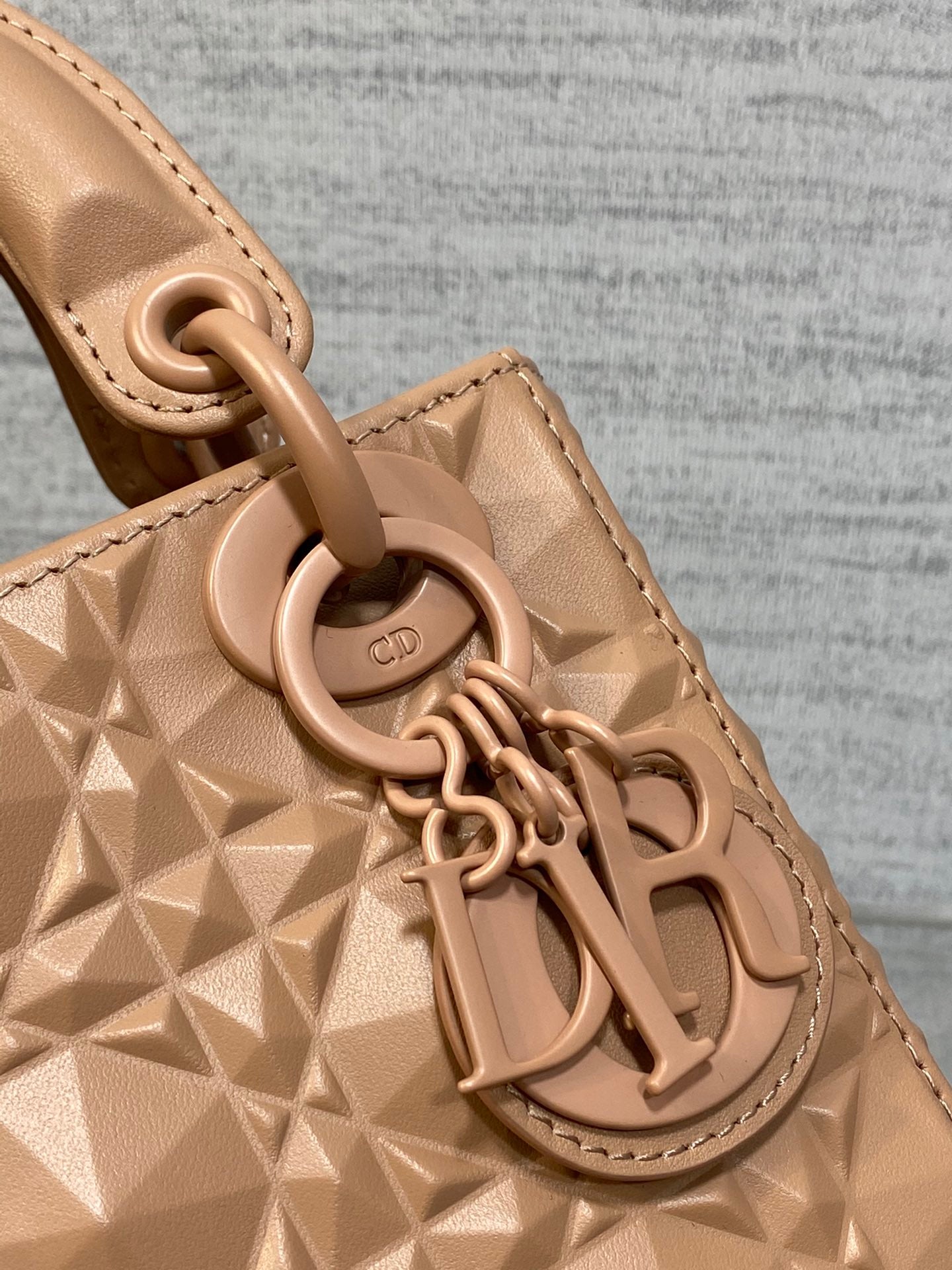 DO Mini Lady Bag  Matte Pink Diamond Pattern Calfskin