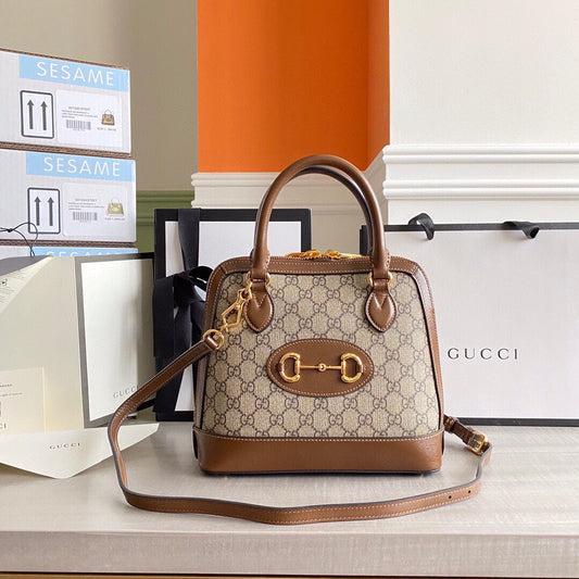 GC Horsebit 1955 small top handle bag Beige/ebony