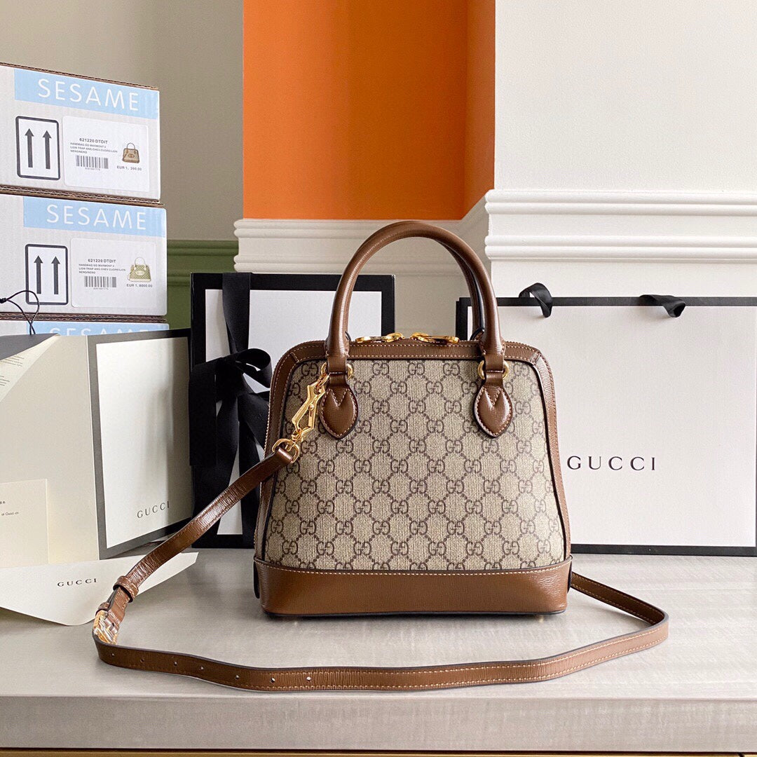 GC Horsebit 1955 small top handle bag Beige/ebony