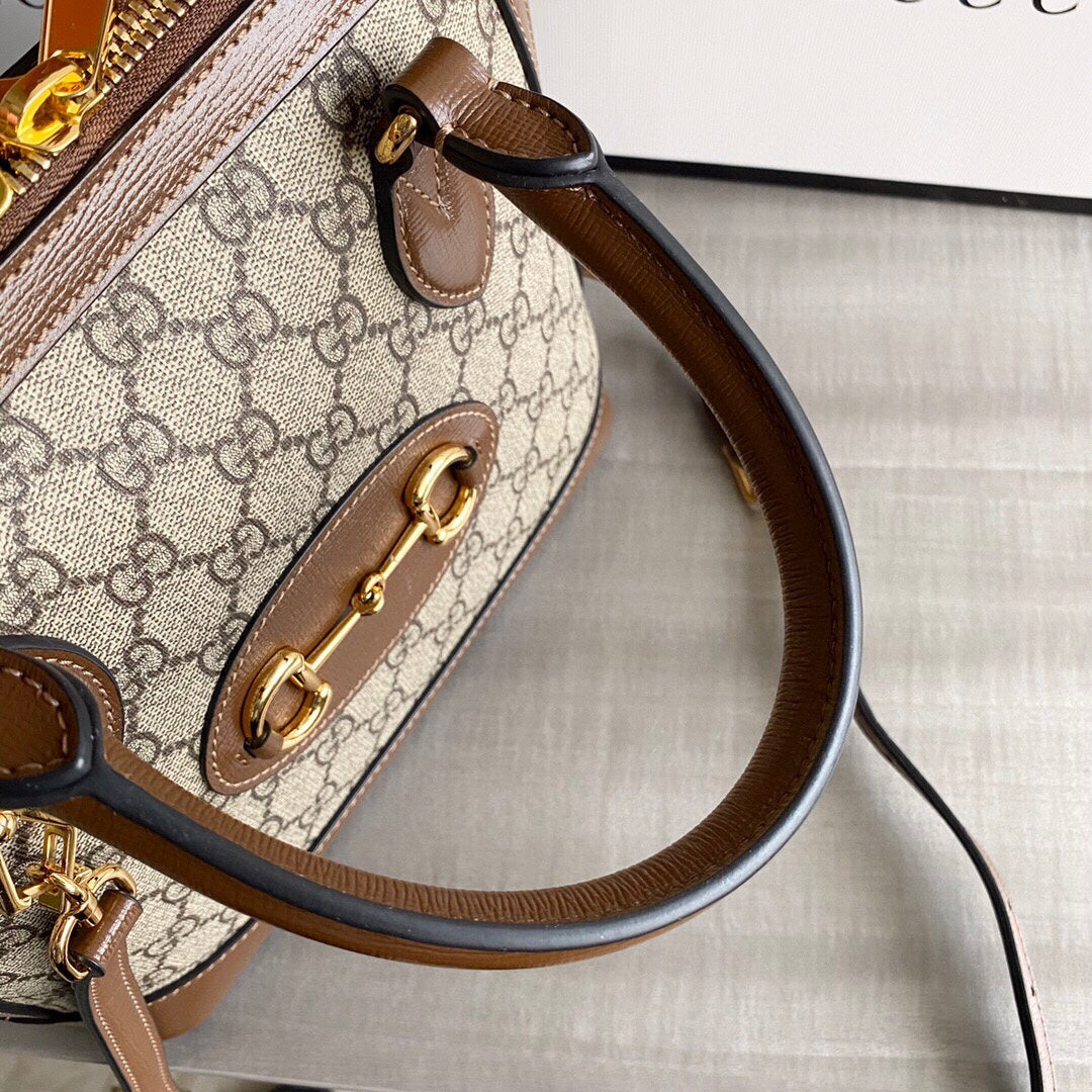 GC Horsebit 1955 small top handle bag Beige/ebony