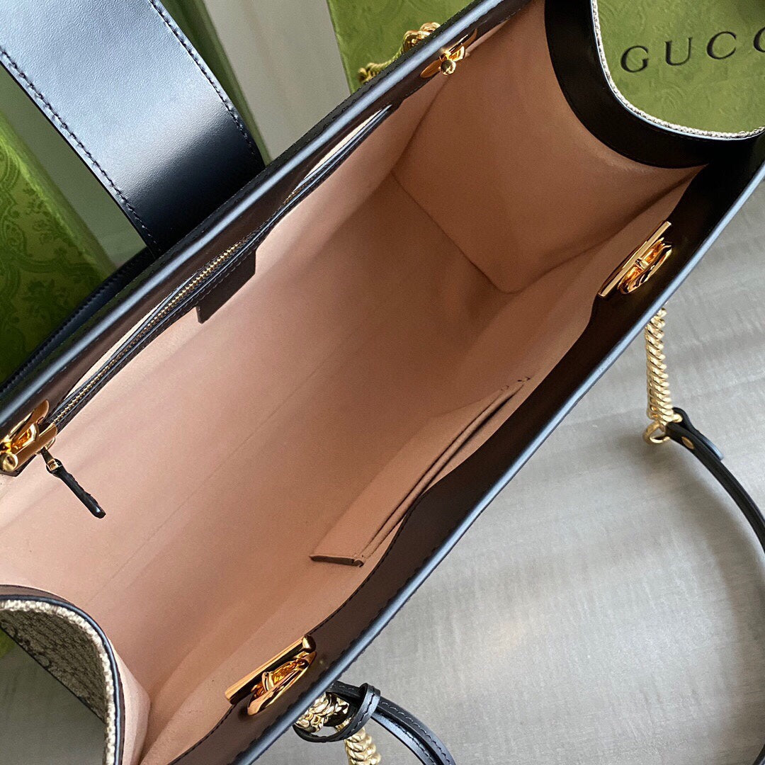 GC  Padlock medium shoulder bag tote Beige/ebony GG Supreme canvas, with brown leather detail