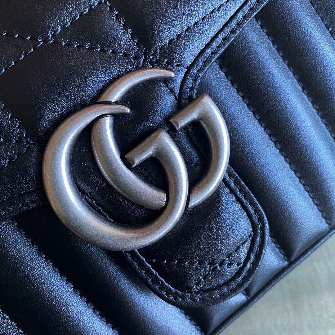 GC Marmont matelassé chevron leather Black / White / Dusty Pink / Gray Blue