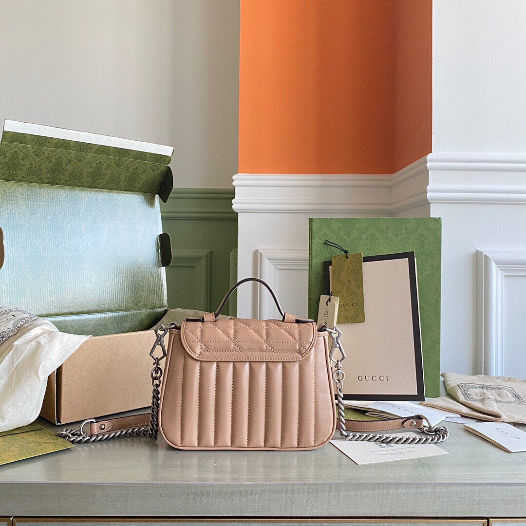 GC Marmont matelassé chevron leather Black / White / Dusty Pink / Gray Blue