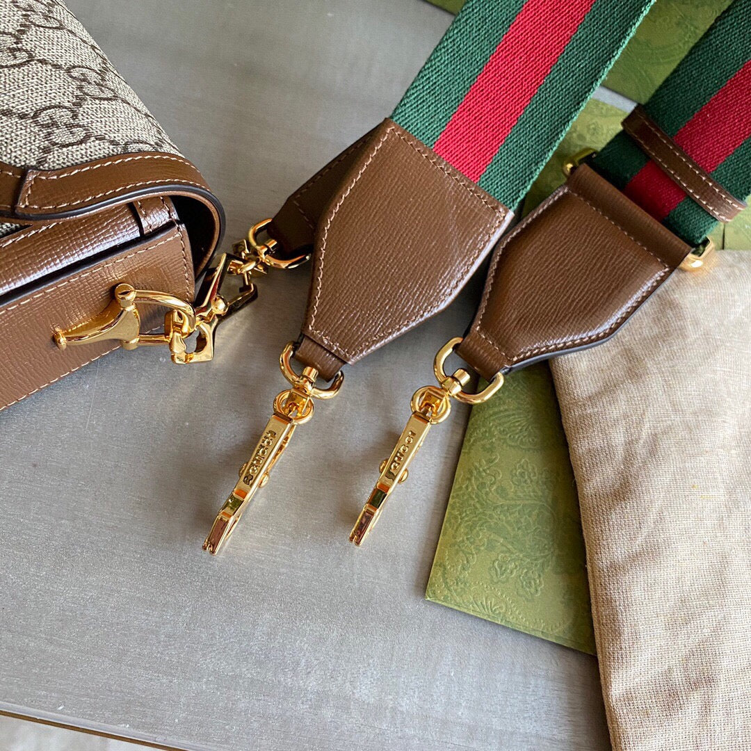 GC Horsebit 1955 mini shoulder bag Beige and ebony