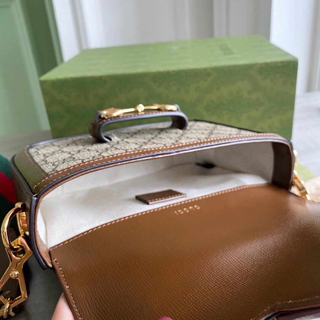 GC Horsebit 1955 mini shoulder bag Beige and ebony