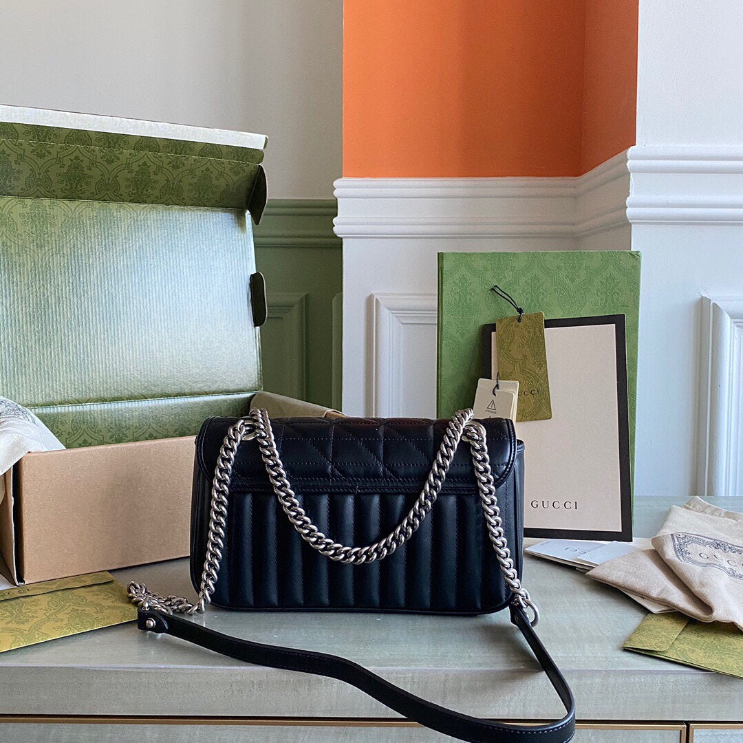 GC GG Marmont small shoulder bag Black / White / Dusty Pink / Gray Blue