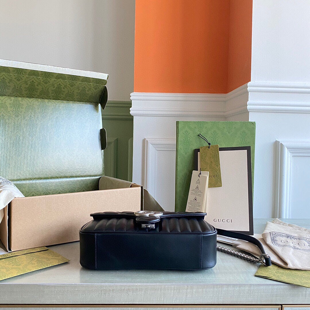 GC GG Marmont small shoulder bag Black / White / Dusty Pink / Gray Blue