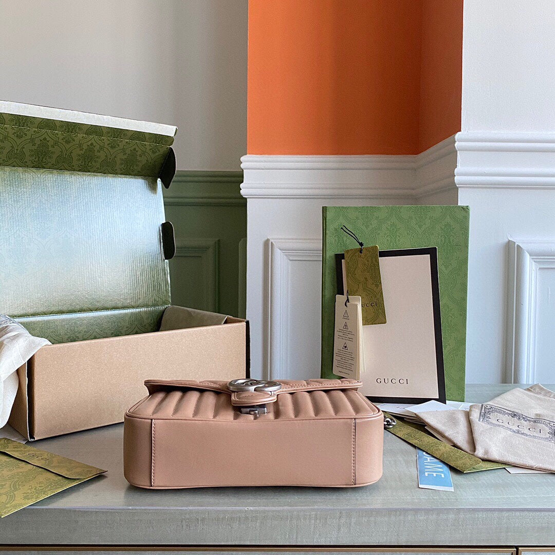 GC GG Marmont small shoulder bag Black / White / Dusty Pink / Gray Blue