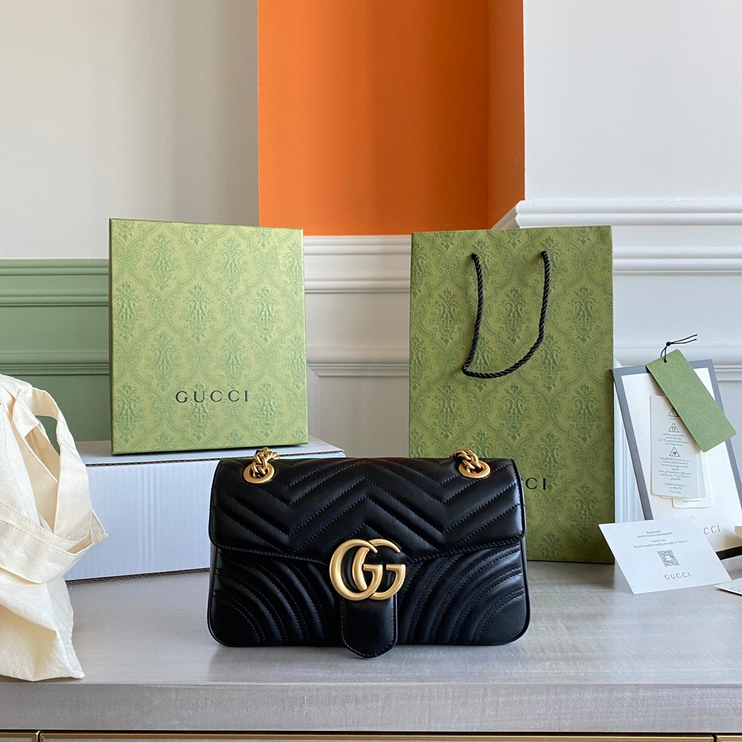 GC GG Marmont small shoulder bag Black / White / Red / Gray Blue