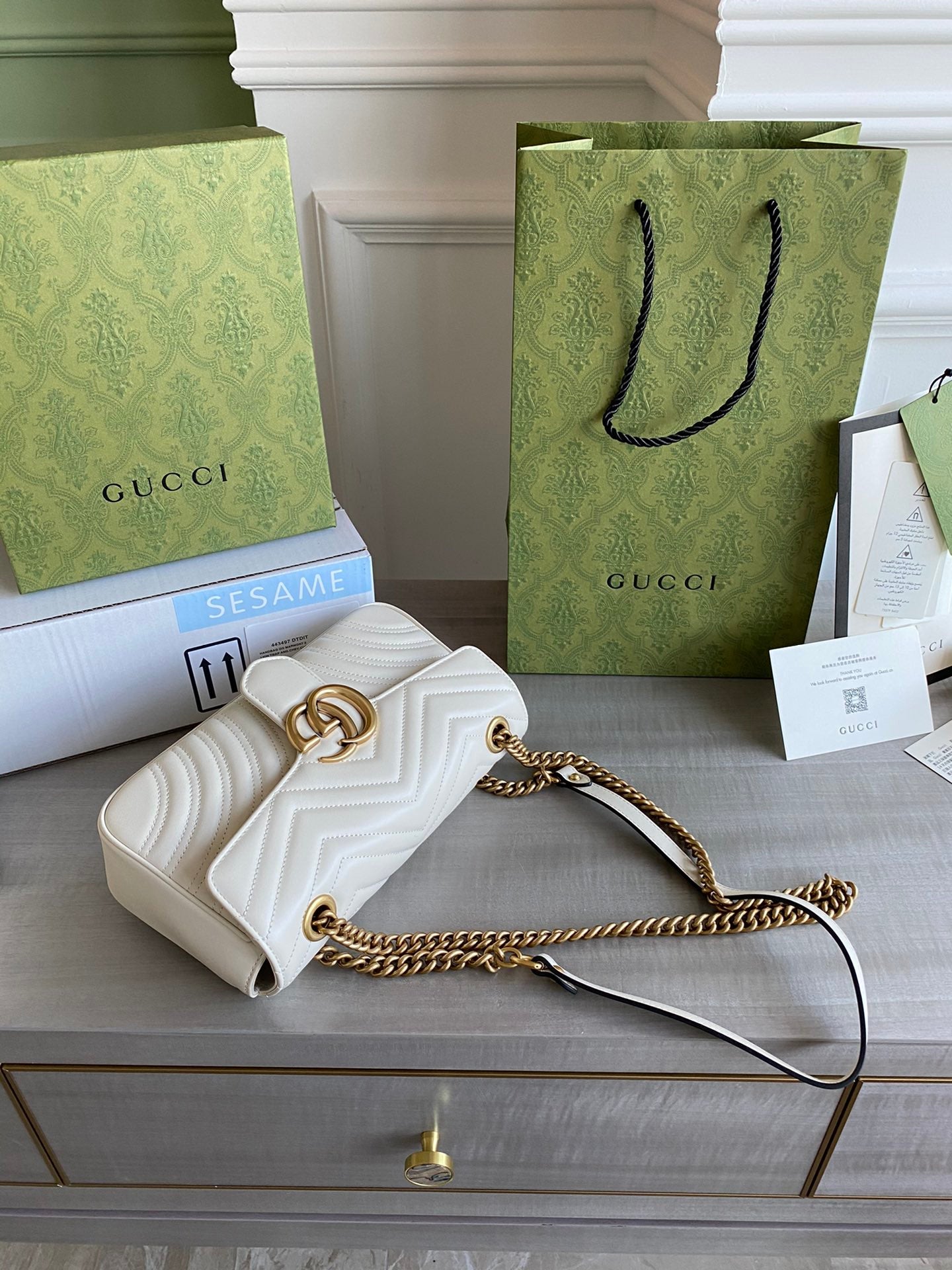 GC GG Marmont small shoulder bag Black / White / Red / Gray Blue