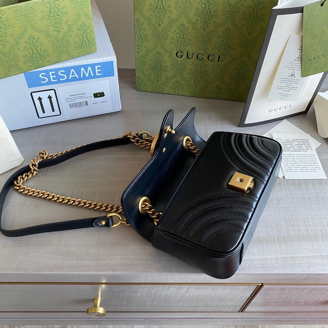 GC  GG Marmont mini shoulder bag Black / White / Red / Gray Blue