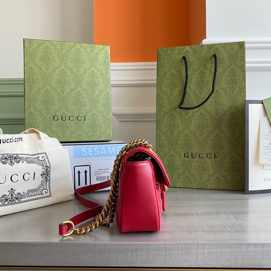 GC  GG Marmont mini shoulder bag Black / White / Red / Gray Blue