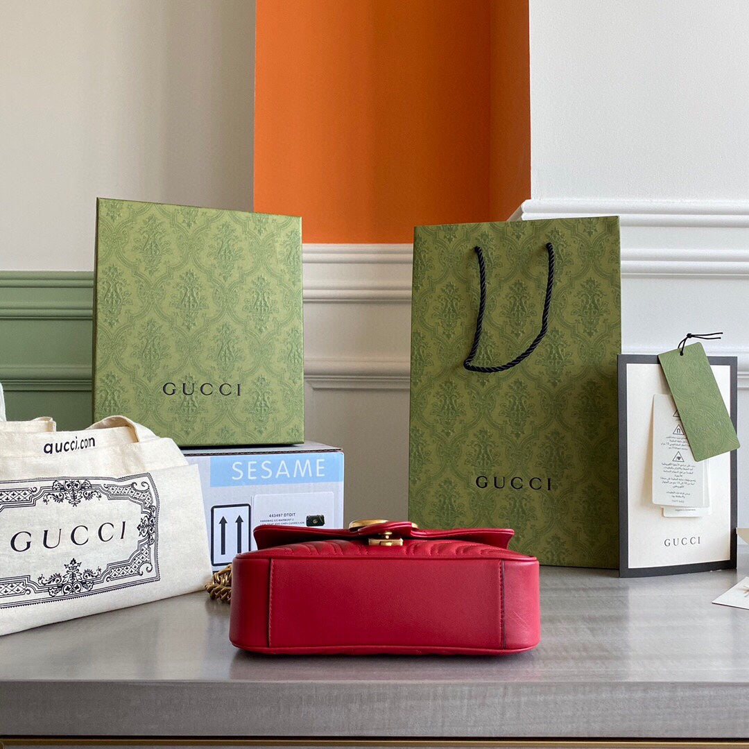 GC  GG Marmont mini shoulder bag Black / White / Red / Gray Blue