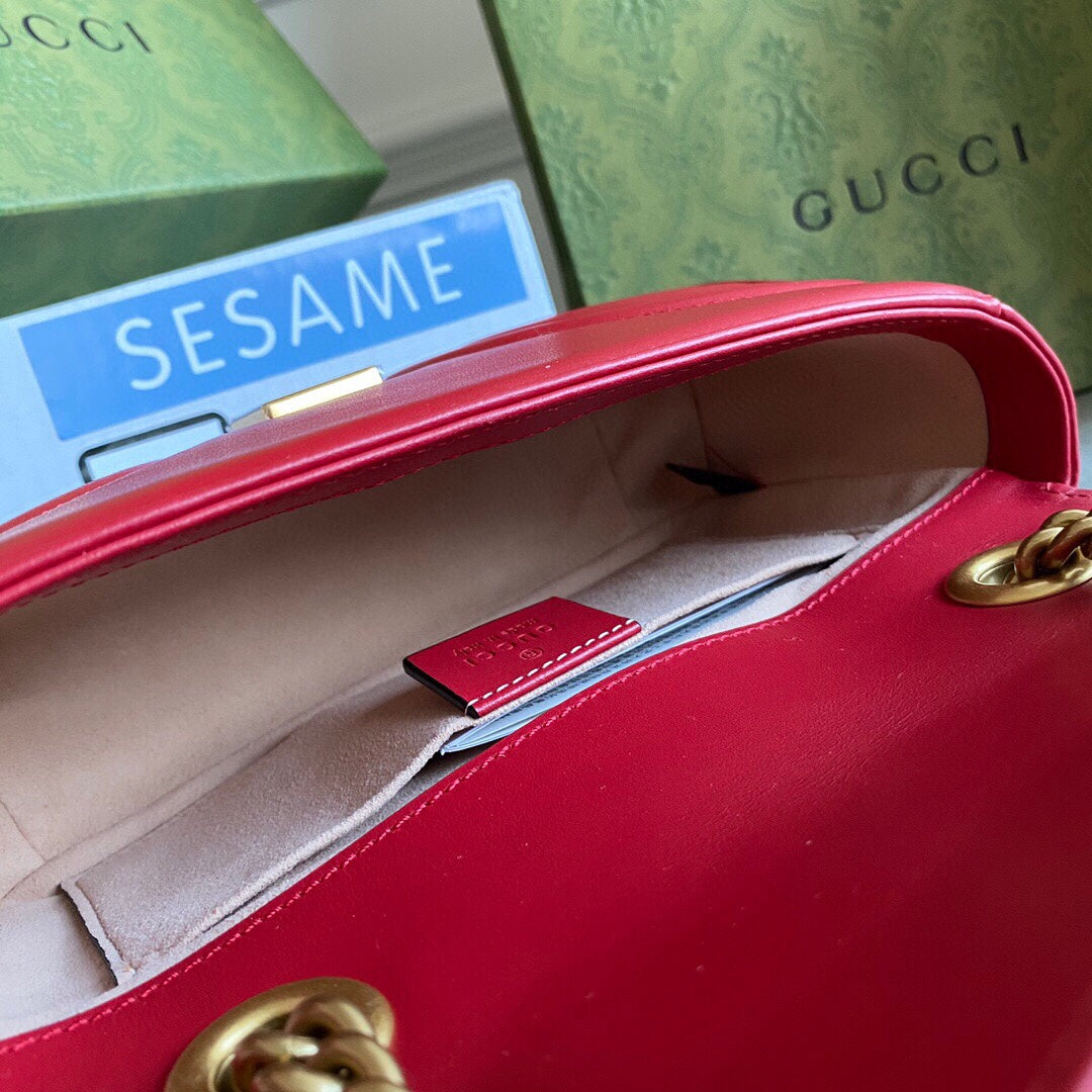 GC  GG Marmont mini shoulder bag Black / White / Red / Gray Blue