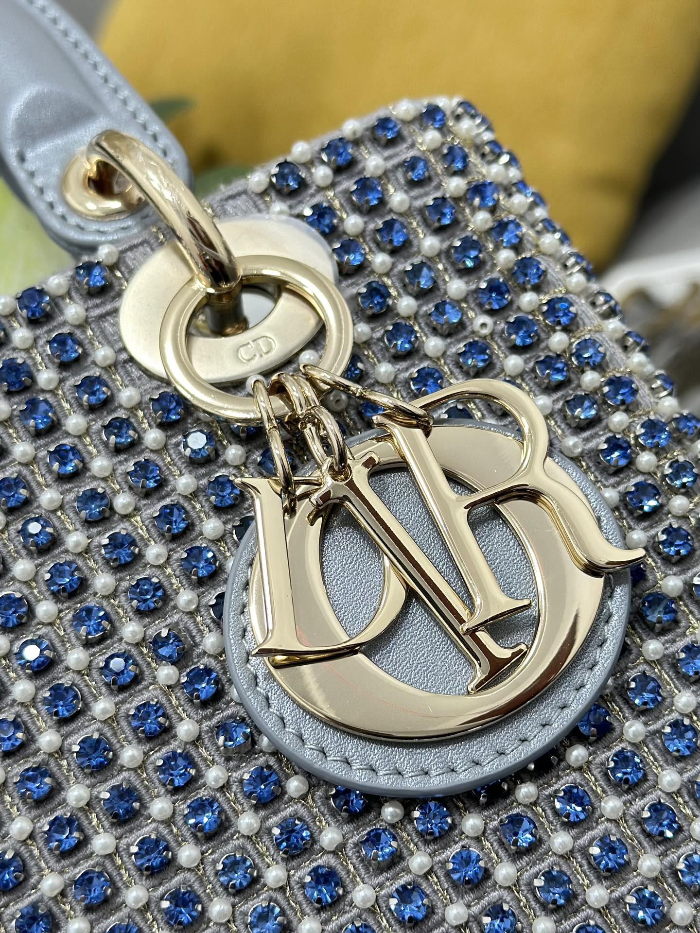 DO Mini Lady  Bag  Grey Sapphire Pearl decoration Embroidery
