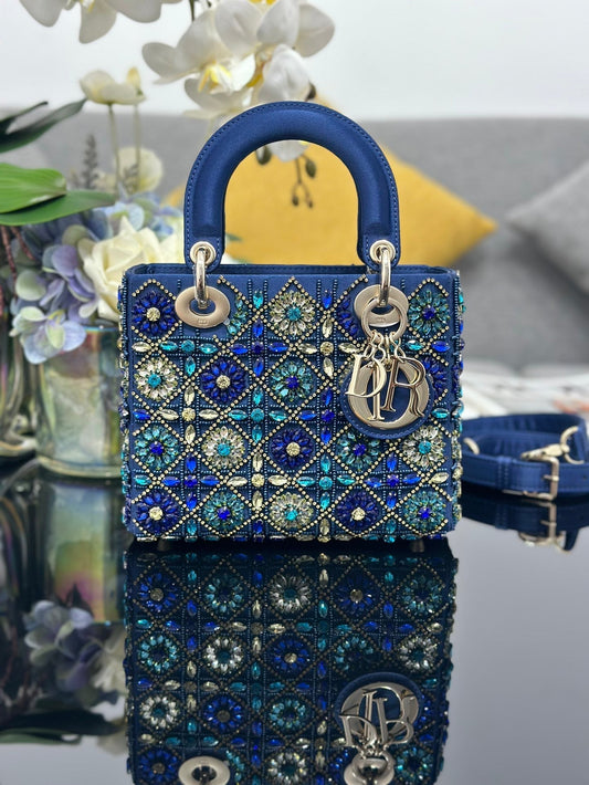 DO  Mini Lady Bag  Blue Sapphire Pearl decoration Embroidery