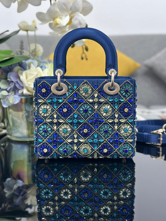 DO  Mini Lady Bag  Blue Sapphire Pearl decoration Embroidery
