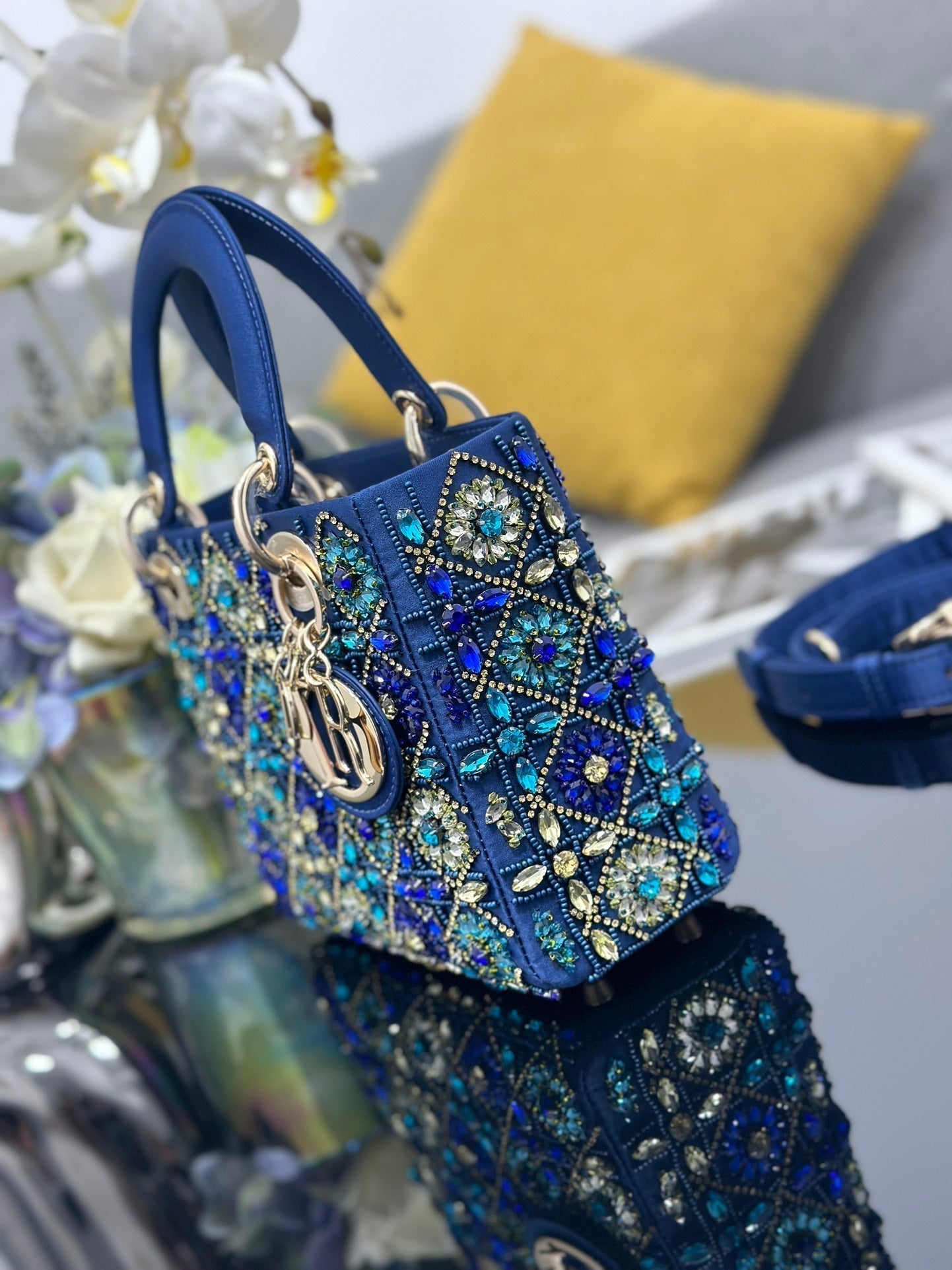 DO  Mini Lady Bag  Blue Sapphire Pearl decoration Embroidery