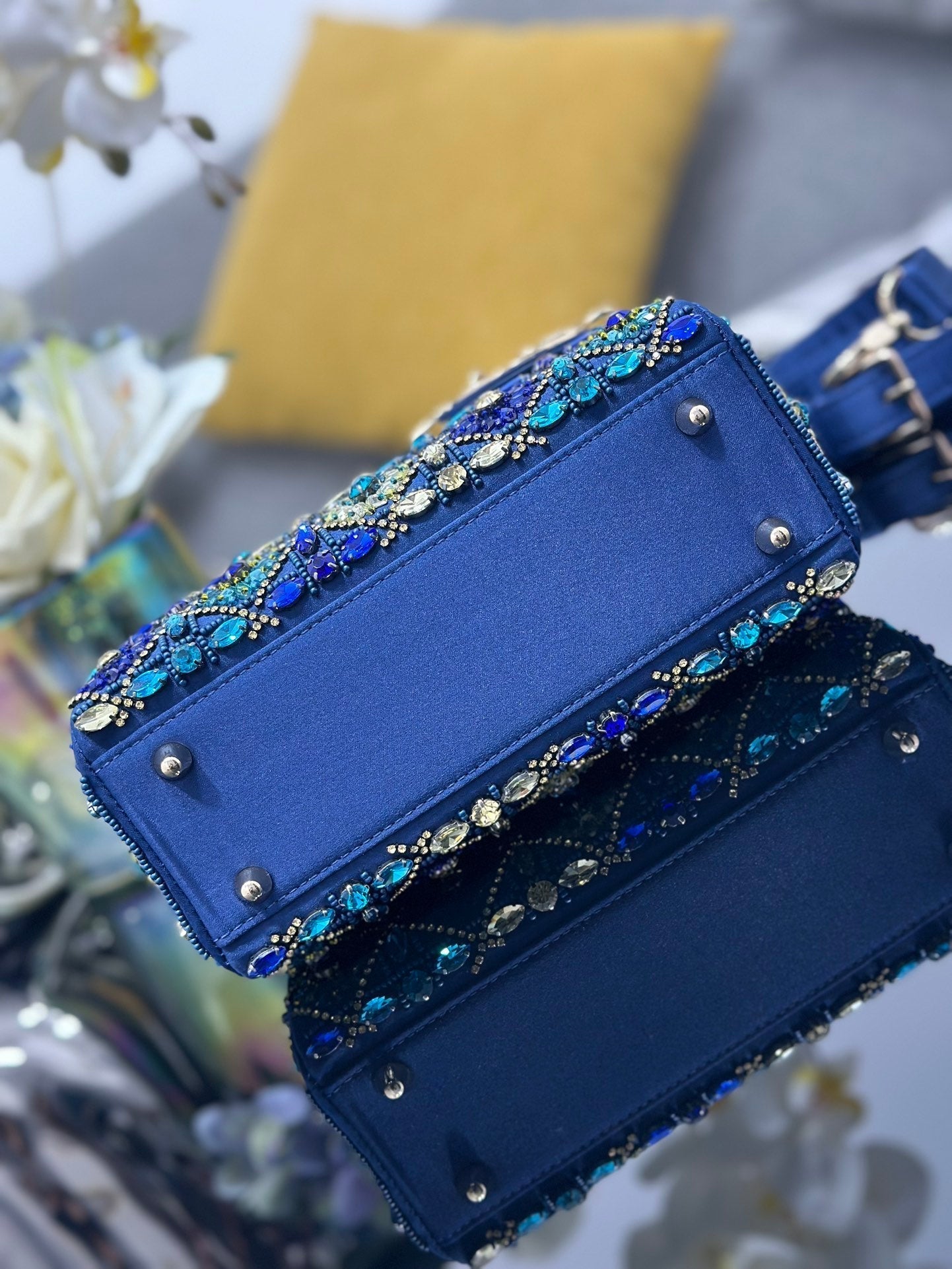 DO  Mini Lady Bag  Blue Sapphire Pearl decoration Embroidery