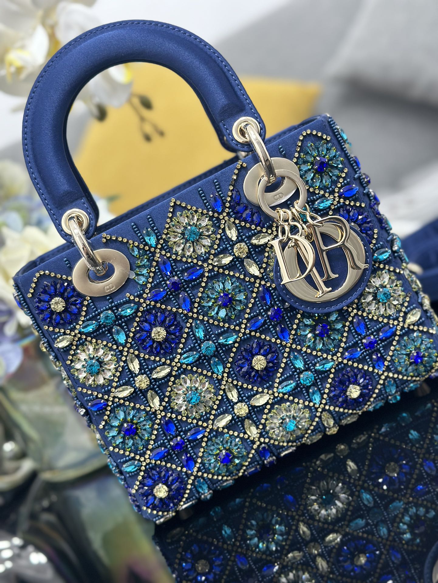 DO  Mini Lady Bag  Blue Sapphire Pearl decoration Embroidery
