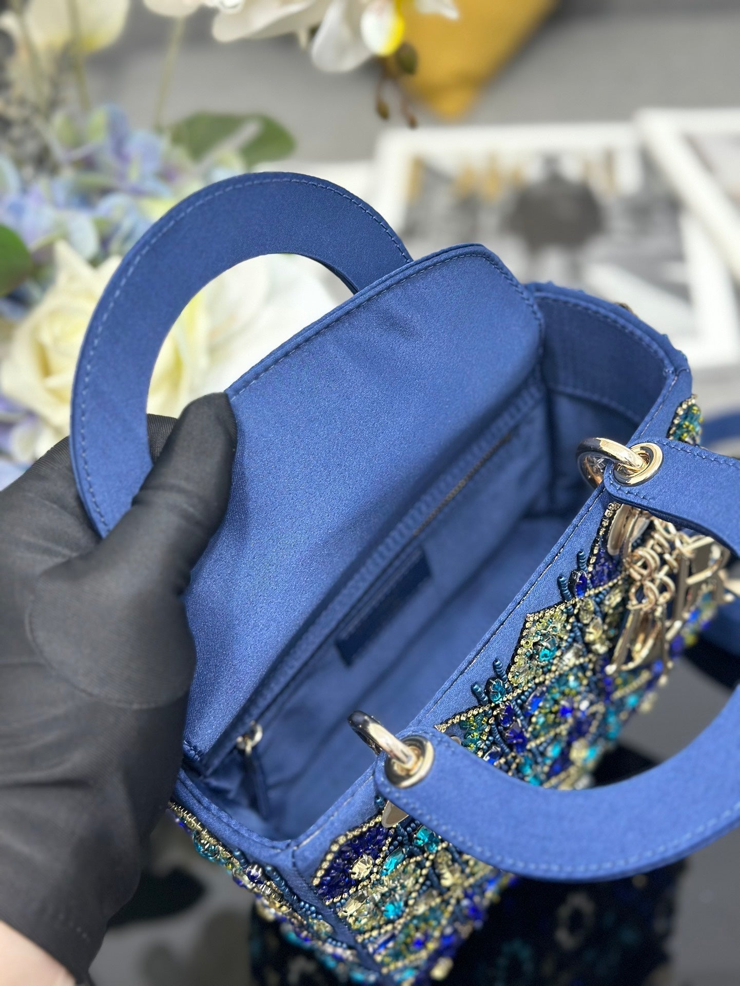DO  Mini Lady Bag  Blue Sapphire Pearl decoration Embroidery
