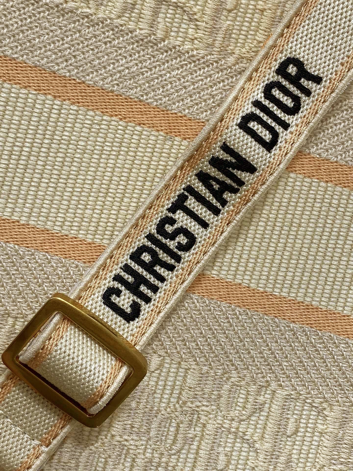 DO Book Tote Bag Beige Oblique Embroidered Raffia and Camel Calfskin