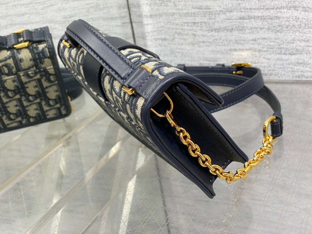 DO Miss Montaigne Mini Bag Blue Dior Oblique Jacquard