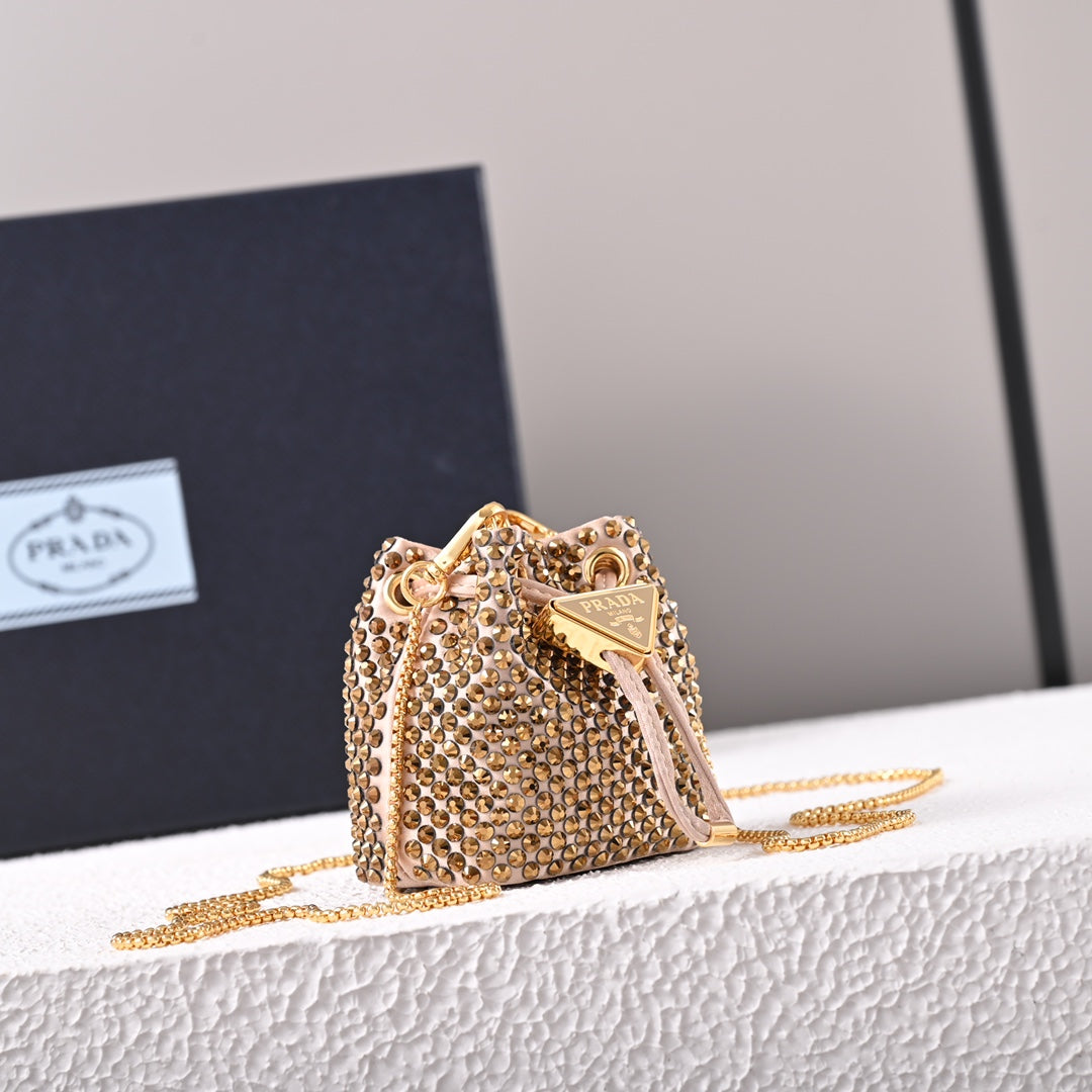 PD Embellished satin mini-pouch