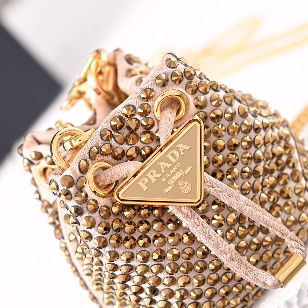 PD Embellished satin mini-pouch