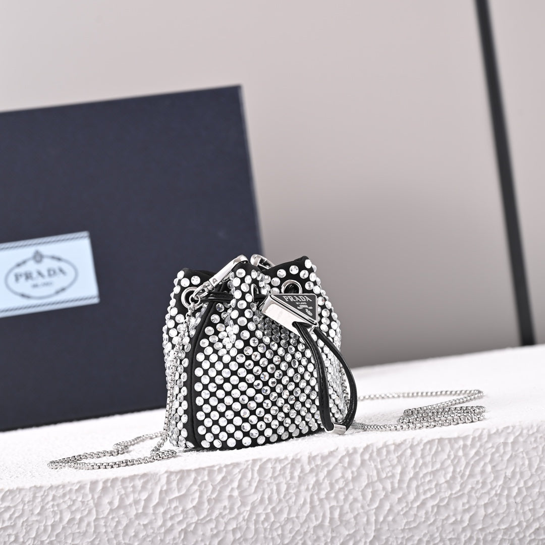 PD Embellished satin mini-pouch