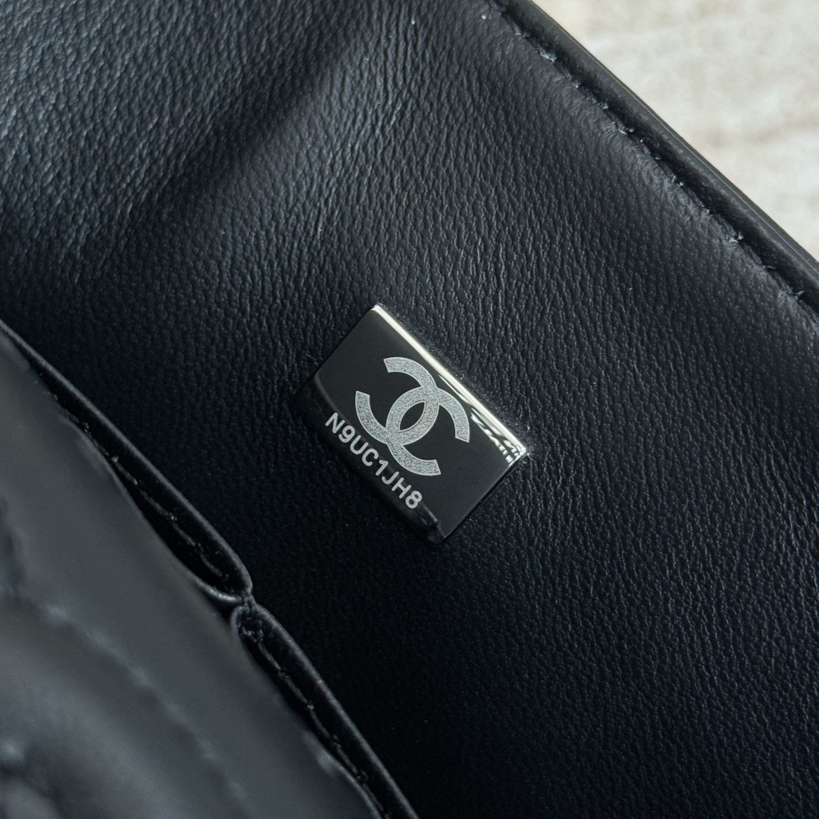 CH Classic 11.12 Handbag 25.5 Printed Denim & Ruthenium-Finish Metal Black