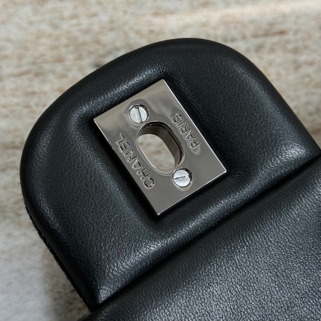 CH Classic 11.12 Handbag 25.5 Printed Denim & Ruthenium-Finish Metal Black