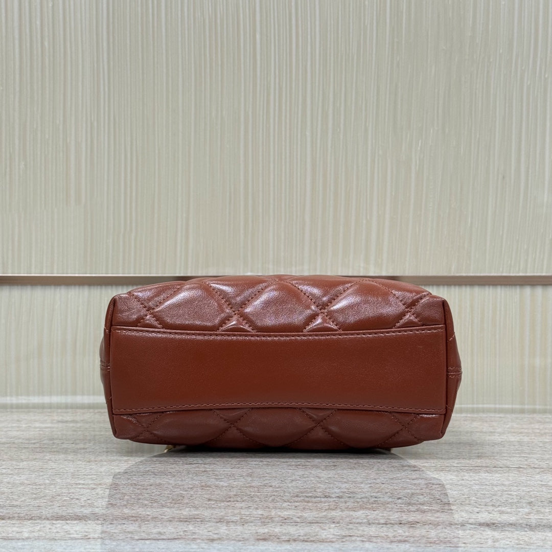 CH Hobo Handbag Shiny Calfskin & Gold-Tone Metal