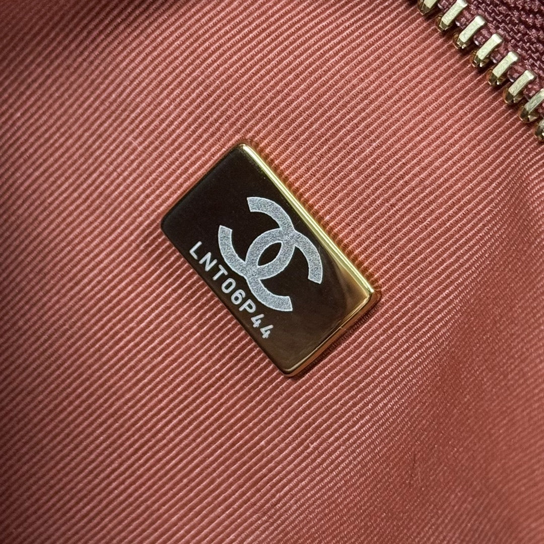 CH Hobo Handbag Shiny Calfskin & Gold-Tone Metal