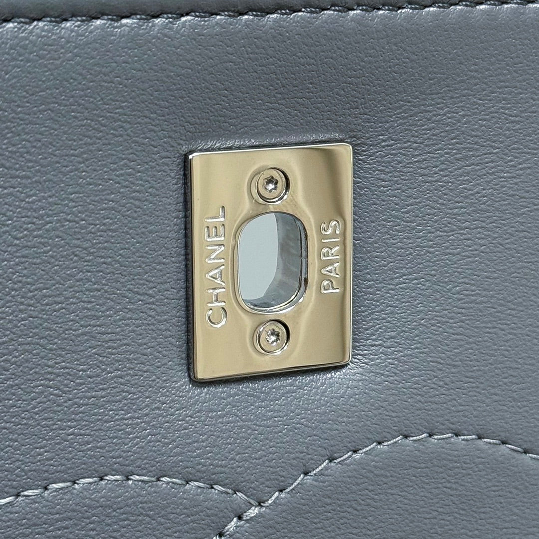 CH FLAP BAG WITH TOP HANDLE Trendy cc Lambskin Gray