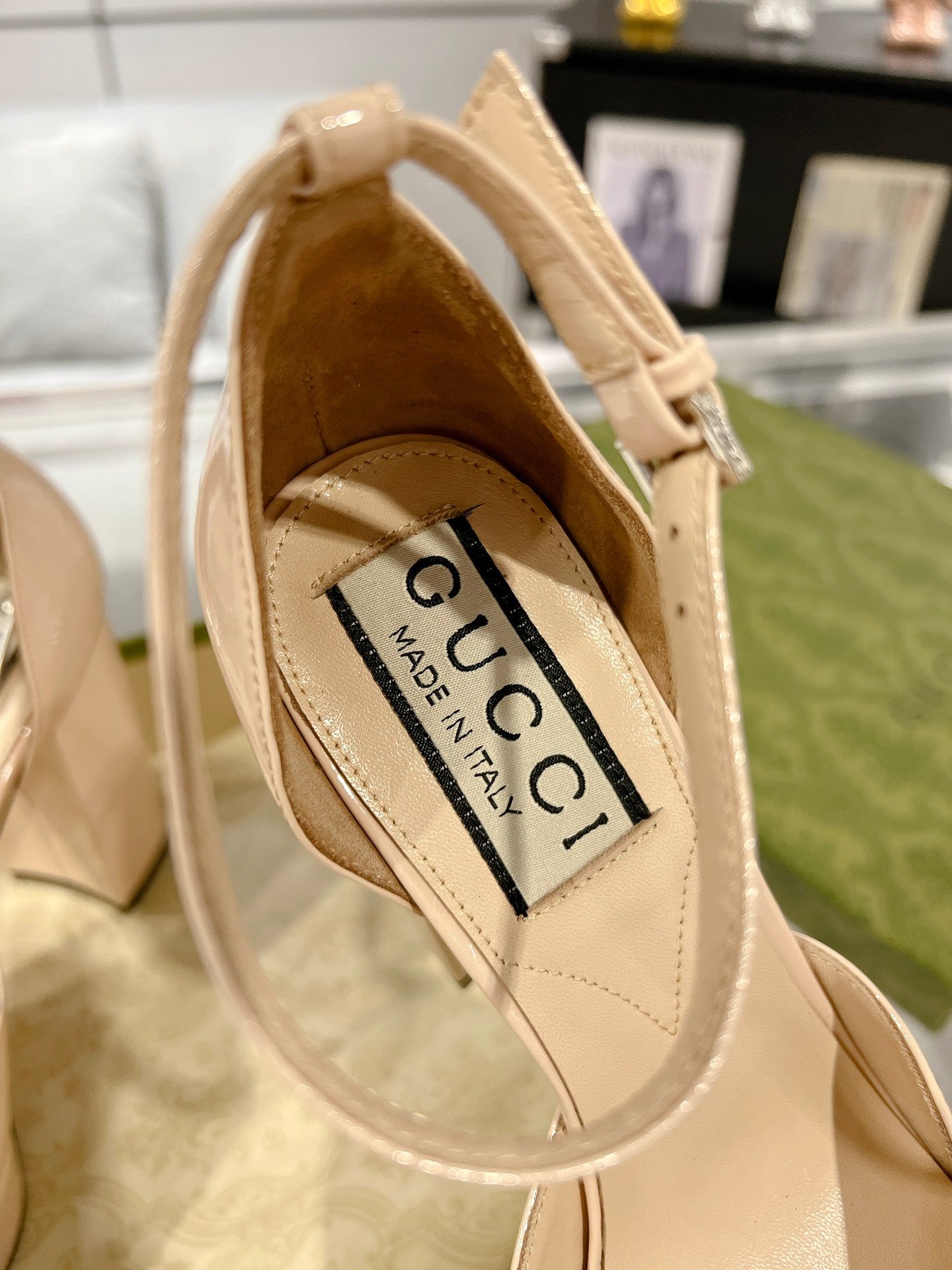 G* New high heels with crystal diamond double G buckle